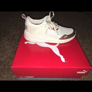 White & Rose Gold Puma Athletic Shoes